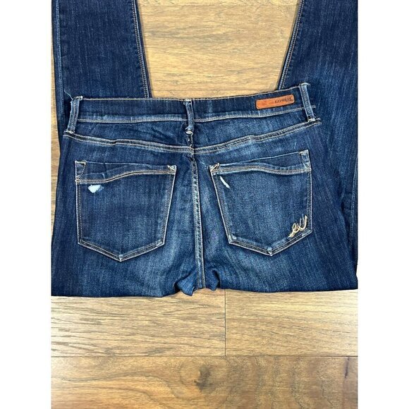 EXPRESS JEANS Distressed Mid-Rise Jean Dark Wash Sz 10R EUC - Picture 3 of 5
